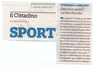 il Cittadino Giovedì 2 Marzo 2017 Scherma Lame Oro Decimi in serie C nel Monferrato